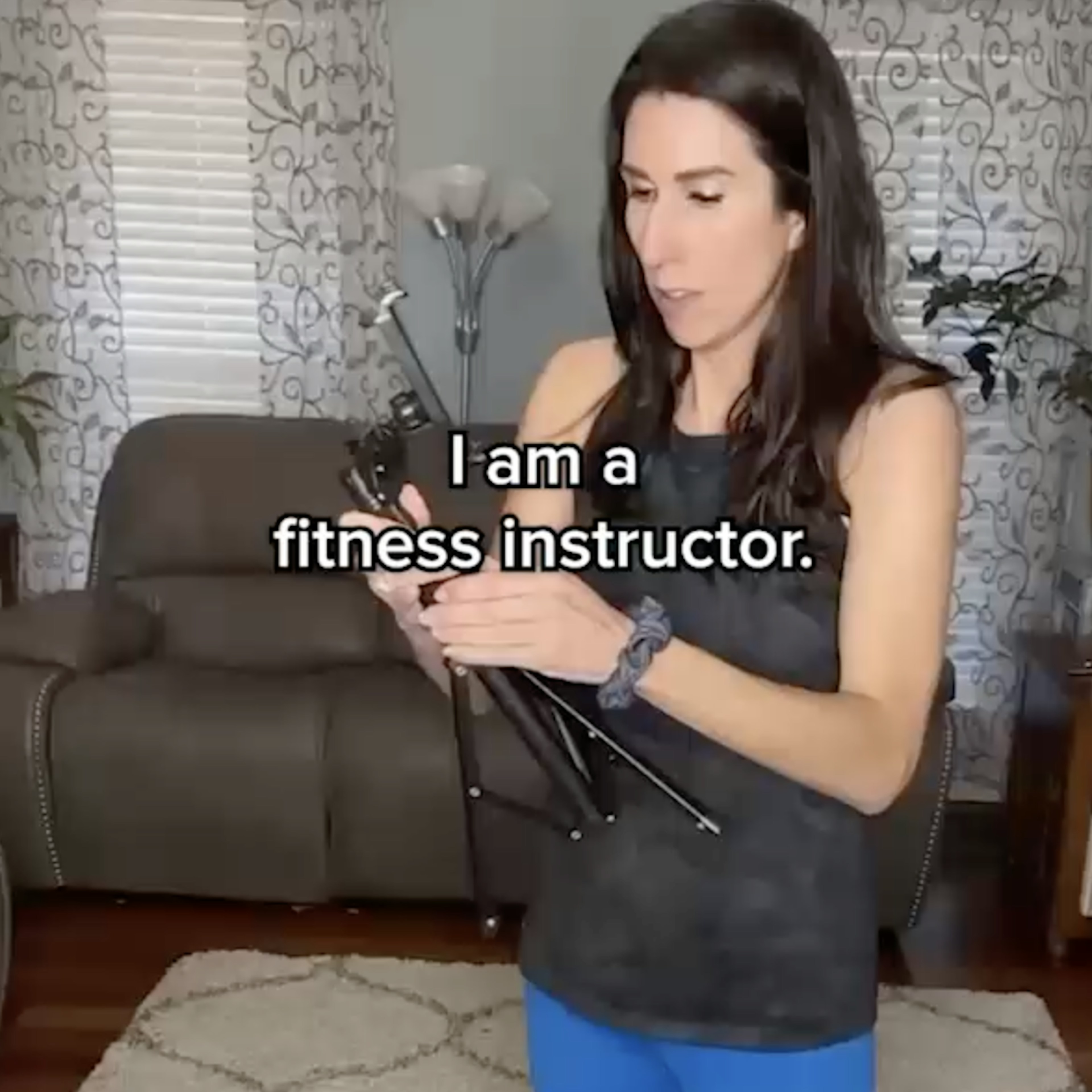 Screen recording of person using weights